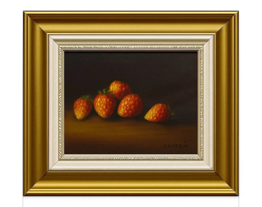 Framed Still Life with Bread, Sausage, and Glass A traditional still life oil painting. Approx. 18" x 22"